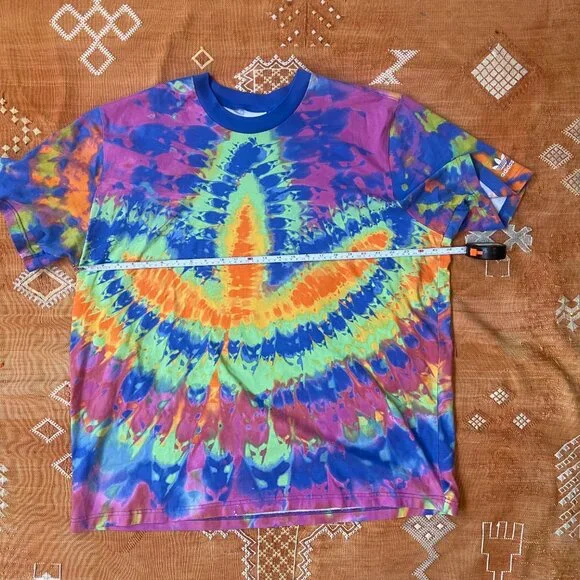 Adidas Originals Tie-Dye Trefoil Logo T-Shirt – Rainbow Spiral, Size 2XL - Picture 3 of 5